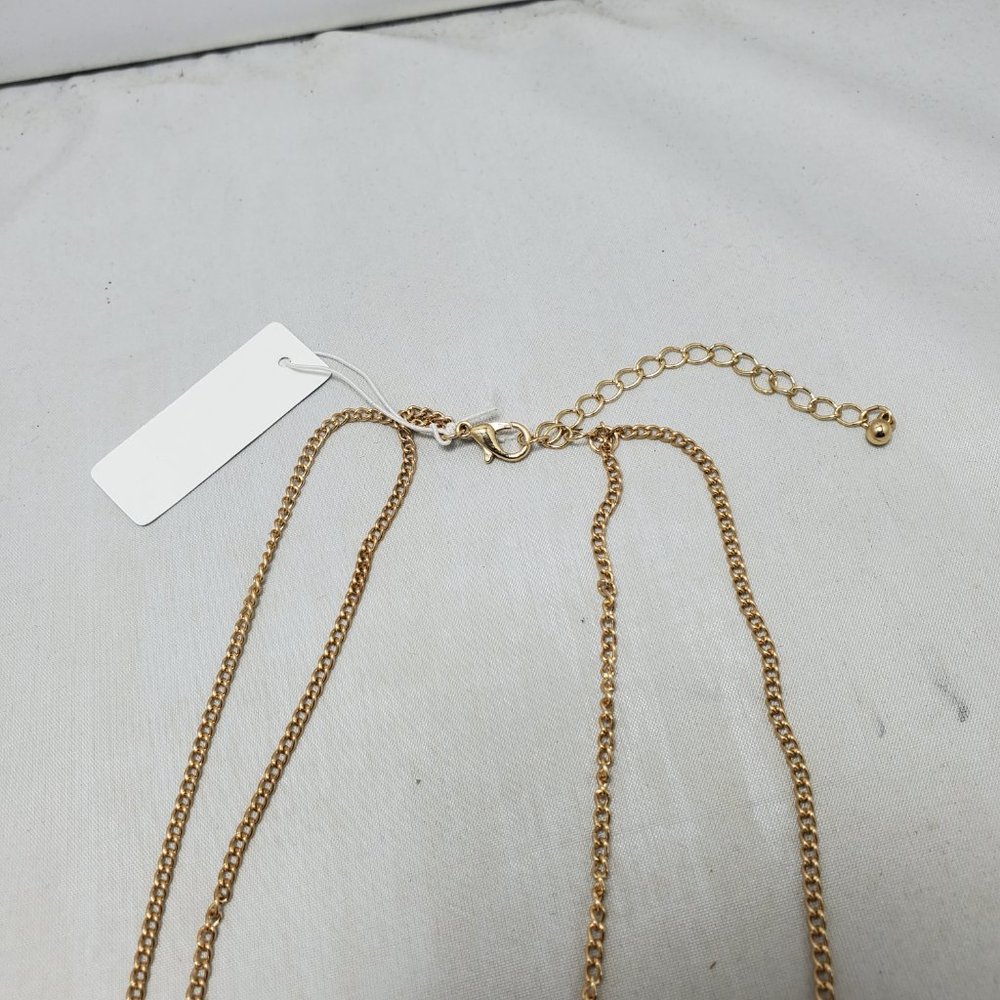 Banana Republic gold crescent moon with turquoise stone gold layered necklace - Picture 8 of 9